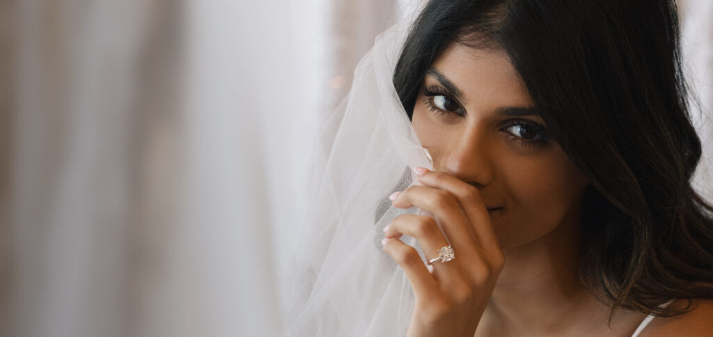 Bride wearing engagement ring